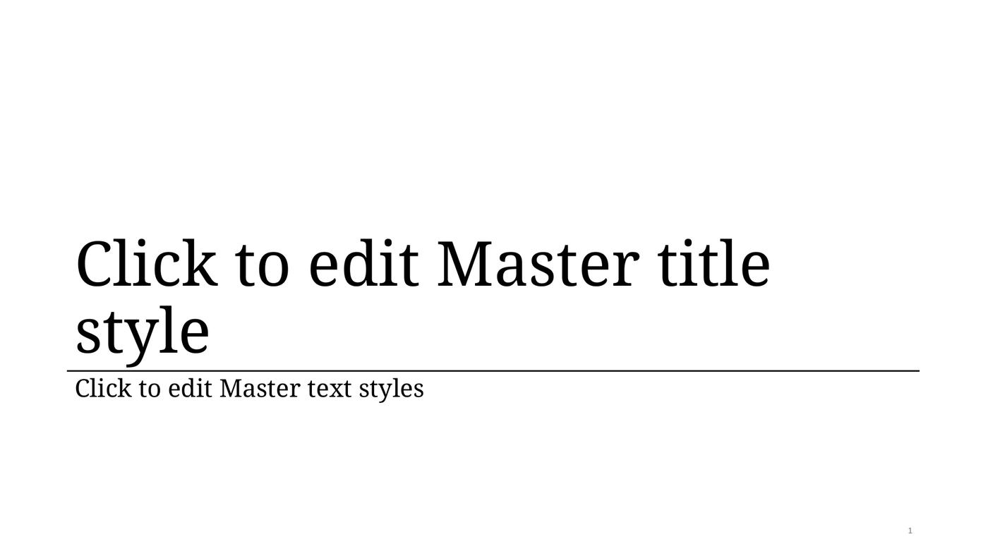 The same slide rendered by LibreOffice, with the prompt text Click to edit Master title style and a slide number printed on it