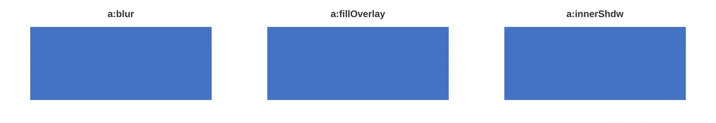 The same rectangles rendered by LibreOffice as plain blue boxes with no effects